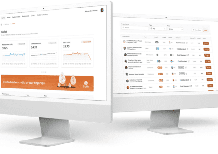 Marketing image of two monitors for thallo