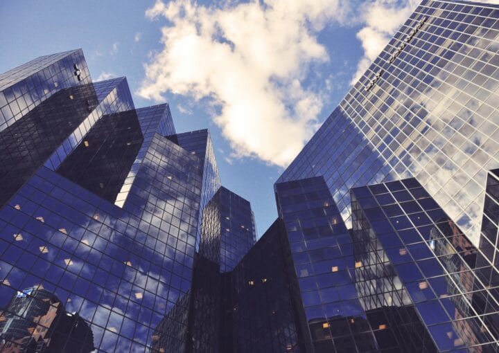 low angle photo of curtain wall building