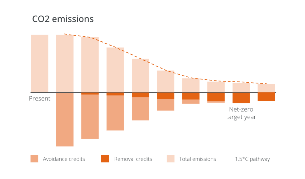 Emissions reduction and removal pathway for businesses seeking net-zero